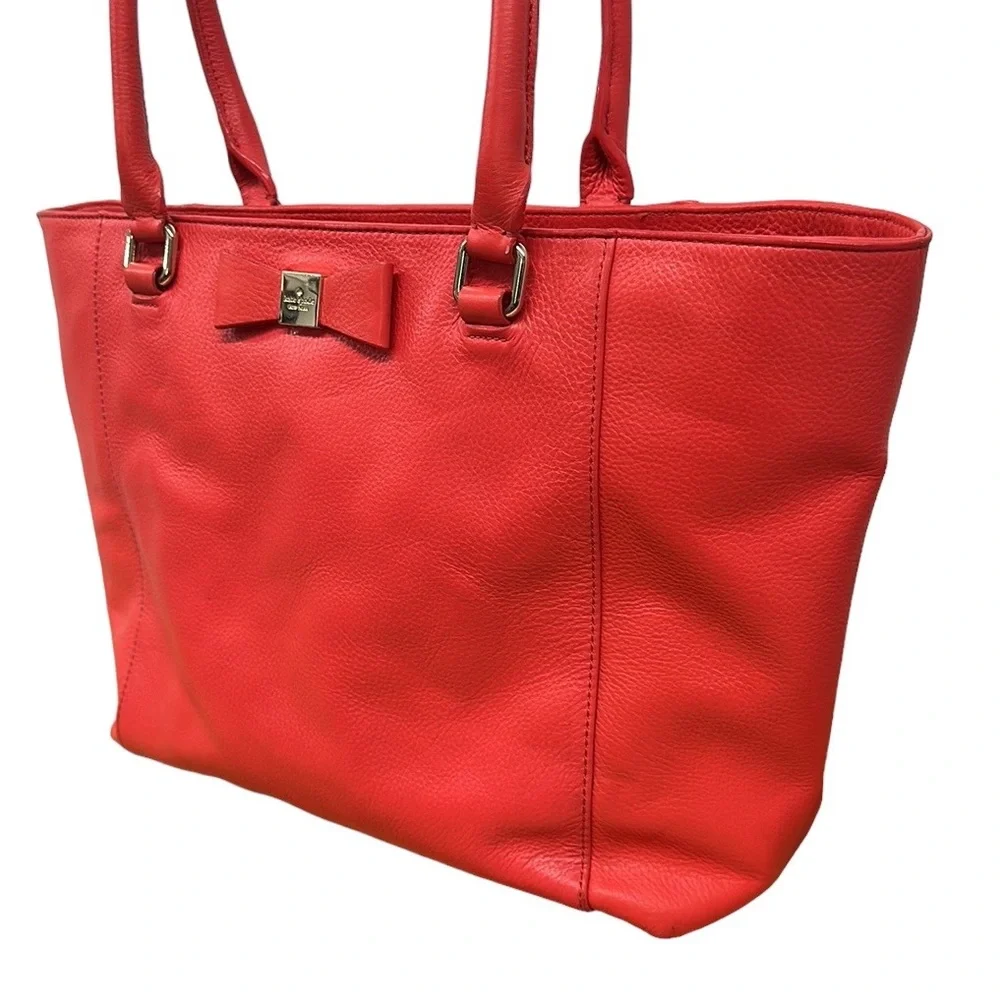 Kate Spade Pink Large Leather Tote Shoulder Bag Purse 10.25